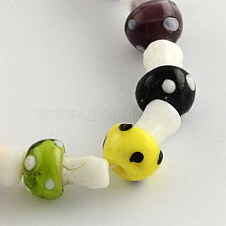 Mushroom Handmade Lampwork Beads Strands, Mixed Color, 16x12mm, Hole: 2mm, about 20pcs/strand, 13.7 inch(X-LAMP-R116-03)