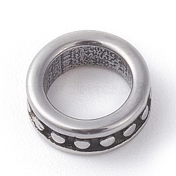 304 Stainless Steel Beads, Large Hole Beads, Ring, Antique Silver, 8x3mm, Hole: 5.5mm(STAS-G186-03AS)
