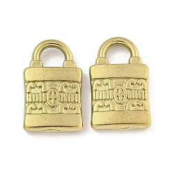 Ion Plating(IP) 304 Stainless Steel Charms, Padlock Charm, Real 18K Gold Plated, 13x8x2mm, Hole: 3mm(STAS-I307-561G)