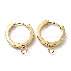 201 Stainless Steel Huggie Hoop Earrings Findings, with Vertical Loop, with 316 Surgical Stainless Steel Earring Pins, Ring, Real 24K Gold Plated, 16x3mm, Hole: 2.7mm, Pin: 1mm(STAS-A167-01N-G)