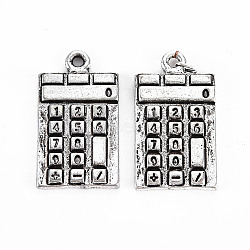 Tibetan Style Alloy Pendants,  Cadmium Free & Lead Free, Calculator, Antique Silver, 23.5x13x2mm, Hole: 1.6mm(PALLOY-S120-251-RS)