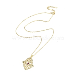 Brass Micro Pave Clear Cubic Zirconia Pendant Necklaces, Hamsa Hand, 17.56 inch(446mm)(NJEW-Z035-05C-G)