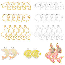 SUPERFINDINGS 36 Pcs 6 Styles Alloy Open Back Bezel Pendants, for DIY UV Resin, Epoxy Resin, Pressed Flower Jewelry, Cadmium Free & Lead Free, Golden, 6pcs/style(FIND-FH0001-64G)