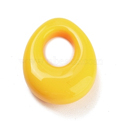 Opaque Resin Pendants, Hollow Teardrop Charms, Yellow, 30x23.5x10mm, Hole: 12.5x10mm(RESI-E058-02D)