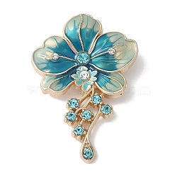 Flower Enamel Pins, Alloy Rhinestone Brooches for Backpack Clothes, Cadet Blue, 58.5x41mm(JEWB-M067-04KCG-01)