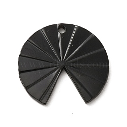 304 Stainless Steel Pendants, Fan Charm, Electrophoresis Black, 25x23.5x2mm, Hole: 1.6mm(STAS-M312-01A-EB)