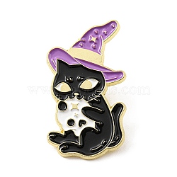 Magic Cat with Skull Enamel Pin, Alloy Brooch for Backpack Clothes, Hat, 34.5x20.5x1.5mm(JEWB-B006-06A)