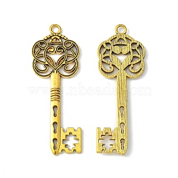 Tibetan Style Alloy Big Skeleton Key Pendants, Cadmium Free & Nickel Free & Lead Free, Antique Golden, 60x22x2mm, Hole: 2mm(GLF9750Y-NF)