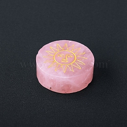 Natural Rose Quartz Display Decorations, for Home Office Desk, Flat Round, Sun, 60mm(G-PW0004-21C)