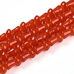 Baking Painted Glass Beads Strands, Mushroom, Orange Red, 11.5~12x7.5~8mm, Hole: 0.8mm, about 65~67pcs/strand, 30.31~31.10 inch(77~79cm)(DGLA-N007-01B)