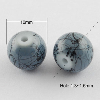 Drawbench Glass Bead Strands, Round, Slate Gray, 10mm, Hole: 1.3~1.6mm, about 80pcs/strand,  31.4 inch