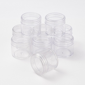 (Defective Closeout Sale: Surface Scratches) Plastic Bead Containers, Column with Screw Top lid, Clear, 4.35x3.9cm