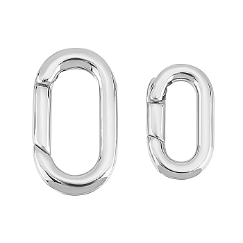 2Pcs 2 Styles 304 Stainless Steel Spring Gate Rings, Oval Rings, Stainless Steel Color, 17.5~22.5x10~13x3mm, Inner Diameter: 12~16.5x4.5~7mm, 1pc/style