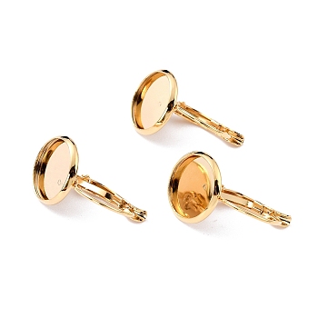 304 Stainless Steel Leverback Earring Settings, Flat Round, Golden, Tray: 14mm, 27x16x13.5mm, Pin: 0.7mm