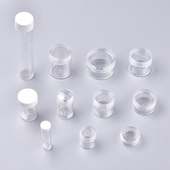 (Defective Closeout Sale)Plastic Box for Jewelry Beads, Crafts, with Cracked Screw Top Lid, Round, Clear, 1.6x1.5cm