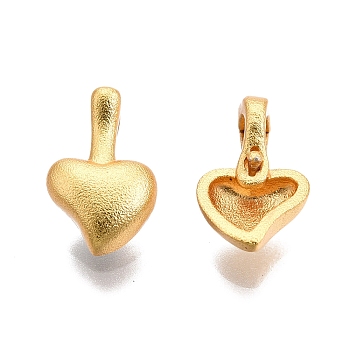 Brass Twisters Clasps, Nickel Free, Heart, Matte Gold Color, 11.5x8.5x5mm, Hole: 3x2mm