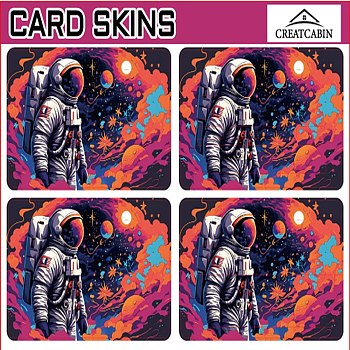 Rectangle PVC Plastic Waterproof Card Stickers, Self-adhesion Card Skin for Bank Card Decor, Spaceman, 186.3x137.3mm