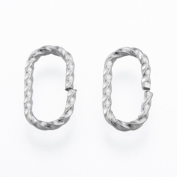 304 Stainless Steel Linking Ring, Quick Link Connectors, Twisted Oval, Stainless Steel Color, 12x6x1mm, Inner Diameter: 4x12mm