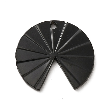 304 Stainless Steel Pendants, Fan Charm, Electrophoresis Black, 25x23.5x2mm, Hole: 1.6mm