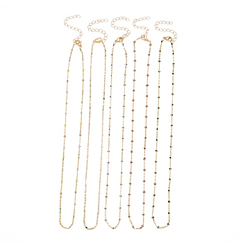 Brass Lumachina Chain Necklaces, with Enamel, Golden, 17.9 inch(45.5cm)