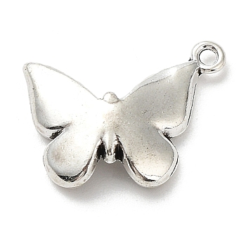 Alloy Pendants, Butterfly, Antique Silver, 13x17x4mm, Hole: 1mm