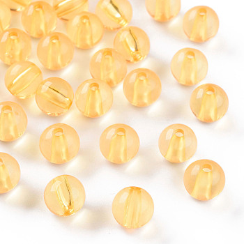 Transparent Acrylic Beads, Round, Gold, 10x9mm, Hole: 2mm, about 940pcs/500g