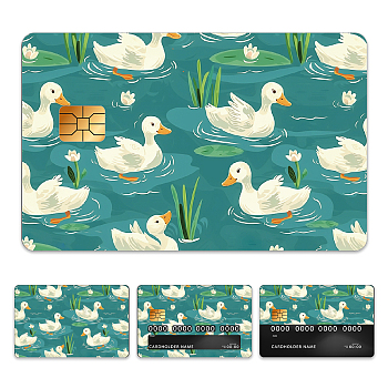 Plastic Waterproof Card Stickers, Self-adhesion Card Skin for Bank Card Decor, Rectangle, Duck, 140x190mm