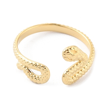 304 Stainless Steel Snake Open Cuff Rings, Real 14K Gold Plated, US Size 7 1/4(17.5mm)
