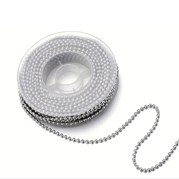 304 Stainless Steel Ball Chain, Soldered, with Spool, Stainless Steel Color, 2.4mm, about 16.40 Feet(5m)/Roll