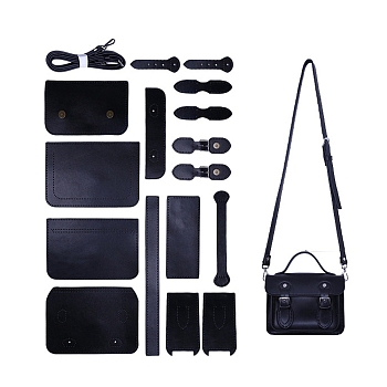 DIY Crossbody Bags Set, Including PU Leather Bag Materials, Black, 145x185x65mm