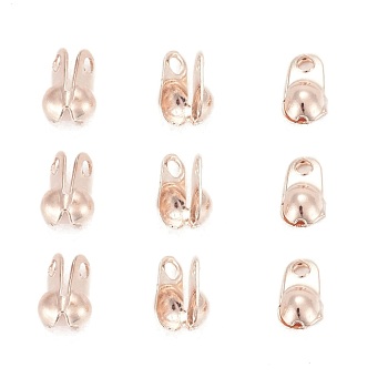 Iron Bead Tips, Calotte Ends, Cadmium Free & Lead Free, Clamshell Knot Cover, Rose Gold, 6x3.5mm, Hole: 1mm, 2.4mm inner diameter