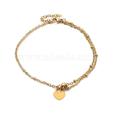 304 bracelet de cheville à breloques en acier inoxydable avec chaînes satellites pour femme(AJEW-C021-06)-2