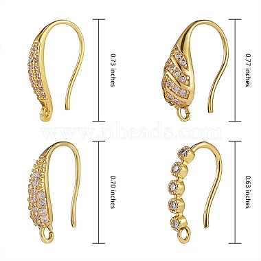 4 Pairs 4 Style Brass Micro Pave Clear Cubic Zirconia Earring Hooks(KK-SZ0004-62)-2