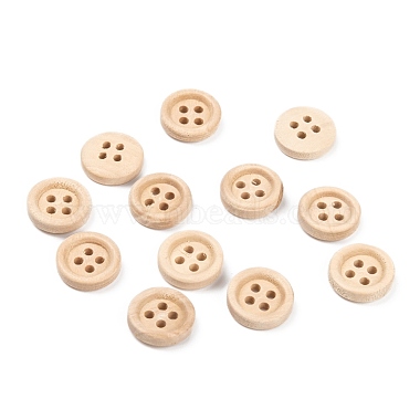 50 pcs Wheat Natural Round 4 Hole Wooden Buttons Sewing Buttons 13mm Hole 1mm 