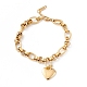 201 Stainless Steel Heart Charm Bracelet for Women(STAS-P304-28G)-1