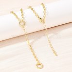 Brass Rolo Chain Y Lariat Necklaces, with Spring Gate Rings, Long-Lasting Plated, Rack Plating, Lead Free & Cadmium Free, Real 18K Gold Plated, 16.73 inch(42.5cm)(NJEW-H087-04G)