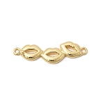 Brass Connector Charms, Lip, Long-Lasting Plated, Rack Plating, Lead Free & Cadmium Free, Real 18K Gold Plated, 8.5x30.5x2mm, Hole: 1.4mm(KK-H267-062G)