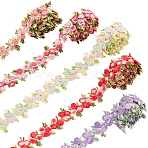 4.6~5 Yards 5 Colors Flower Polyester Trim Ribbon, for Curtain Lace Trimmings, Mixed Color, 3/4 inch(20mm), 0.92~1yard/color(OCOR-GF0001-67)