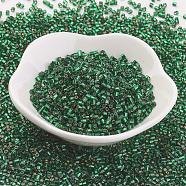 TOHO Japanese Seed Beads, Two Cut Hexagon, (36) Silver Lined Green Emerald, 11/0, 2x2mm, Hole: 0.6mm, about 44000pcs/pound(SEED-K007-2mm-36)