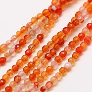 Natural Carnelian Bead Strands, Dyed & Heated, Faceted, Round, 2mm, Hole: 0.8mm, about 190pcs/strand, 16 inch(G-A129-2mm-02)