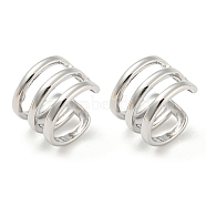Brass Multi Lines Cuff Earrings, Non Piercing Earrings, Platinum, 12x9x12.5mm(EJEW-I300-06P)