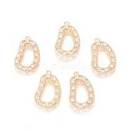 Brass Micro Pave Clear Cubic Zirconia Links connectors, Teardrop, Real 18K Gold Plated, 21.5x13x2mm, Hole: 1.2mm(KK-I667-04G)