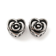 316 Surgical Stainless Steel  Beads, Flower, Antique Silver, 10.5x11x9mm, Hole: 4mm(STAS-Q304-11AS)