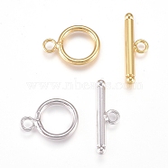 Brass Toggle Clasps, Ring, Mixed Color, Ring: 19x14x2mm, Hole: 3mm, Bar: 7.5x25x3mm, Hole: 3mm(KK-L189-23)
