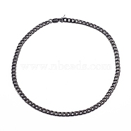 304 Stainless Steel Cuban Link Chain Necklaces, with Lobster Claw Clasps, Electrophoresis Black, 20.07 inch(51cm)(NJEW-JN03344)