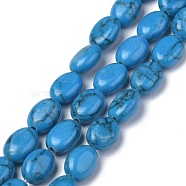 Synthetic Turquoise Bead Strand, Dyed, Oval, Dodger Blue, 8x6x3.5~4mm, Hole: 1mm, about 45~52pcs/strand, 15.16~15.74 inch(38.5~40cm)(G-Z006-A37)