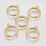 Brass Huggie Hoop Earring Findings, with Horizontal Loop, Nickel Free, Real 18K Gold Plated, 12 Gauge, 17x13.5x2mm, Hole: 1.5mm, Pin: 1mm(X-KK-R058-143G)