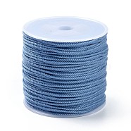Macrame Cotton Cord, Braided Rope, with Plastic Reel, for Wall Hanging, Crafts, Gift Wrapping, Steel Blue, 1.2mm, about 49.21 Yards(45m)/Roll(OCOR-B002-01A-17)