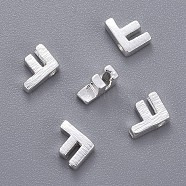 Brass Charms, Letter, Letter.F, 6x4x2mm, Hole: 1mm(KK-P081-F-S)