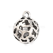 Tibetan Style Alloy Pendants, Lead Free & Cadmium Free, Round Charms, Antique Silver, 17x14x14mm, Hole: 1.8mm(TIBE-M004-09AS)